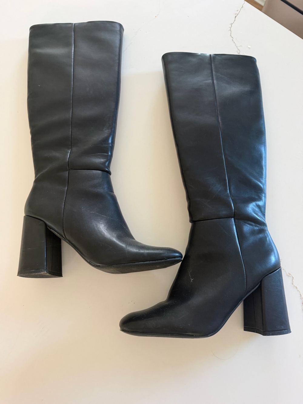 Steve Madden Black Knee-High Block Heel Boots
